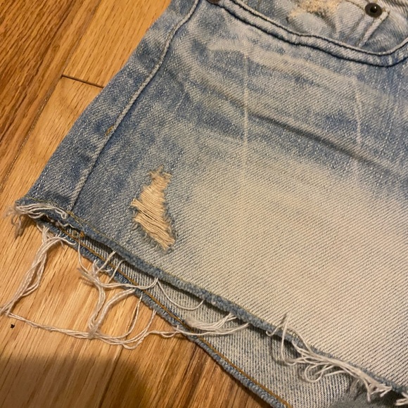 Women's distressed low rise mini jean shorts with unique embroidered design - Picture 10 of 12